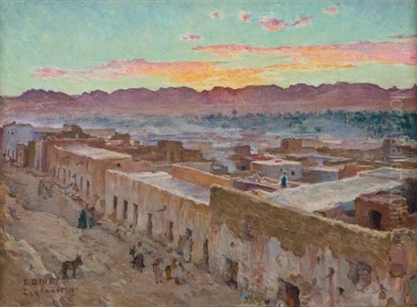 Coucher De Soleil Sur Laghouat (algerie) Oil Painting by Alphonse Etienne Dinet