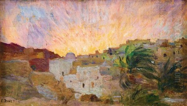 Bou Saada, Coucher De Soleil Oil Painting by Alphonse Etienne Dinet