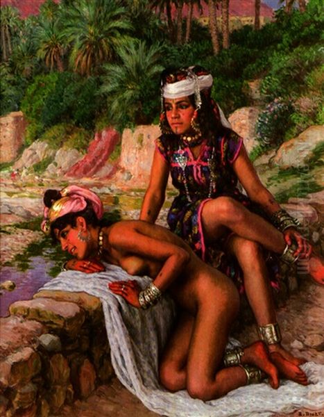 Jeunes Baigneuses Au Bord De L'oued Oil Painting by Alphonse Etienne Dinet