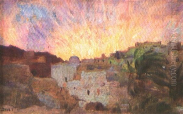 Bou Saada, Coucher De Soleil Oil Painting by Alphonse Etienne Dinet