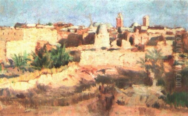 Vue De Bou Saada Oil Painting by Alphonse Etienne Dinet