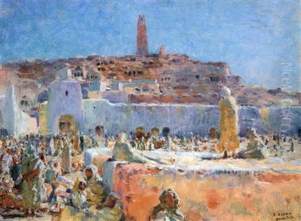 Priere Sur La Terrasse A Ghardaia Oil Painting by Alphonse Etienne Dinet