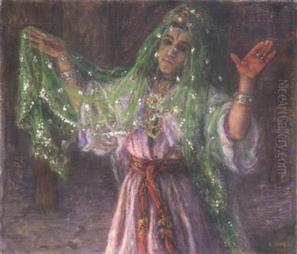 Jeune Danseuse Au Voile Vert Oil Painting by Alphonse Etienne Dinet