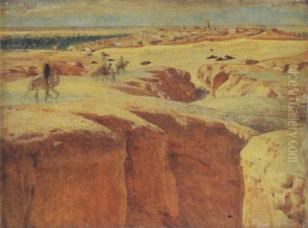 Caravane A El Grara, Pres De Ghardaia Oil Painting by Alphonse Etienne Dinet