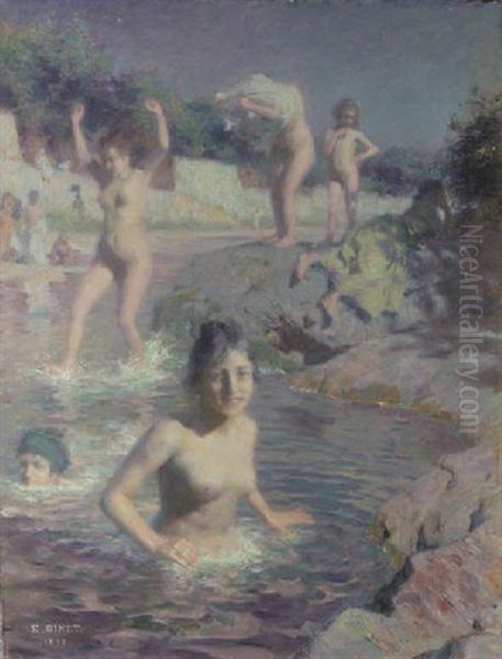 La Baignade Oil Painting by Alphonse Etienne Dinet