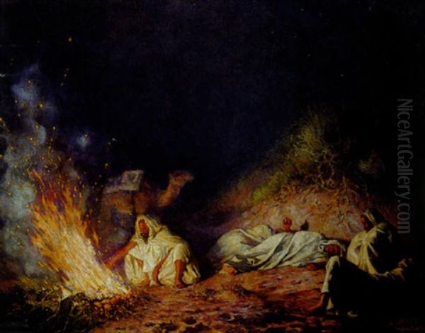 Le Feu De Bivouac Oil Painting by Alphonse Etienne Dinet