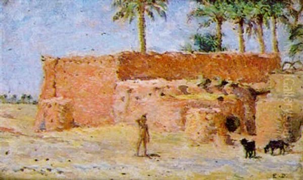 Un Village En Algerie Oil Painting by Alphonse Etienne Dinet