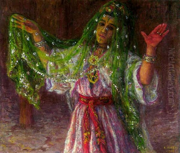 Danseuse Au Foulard Vert Oil Painting by Alphonse Etienne Dinet