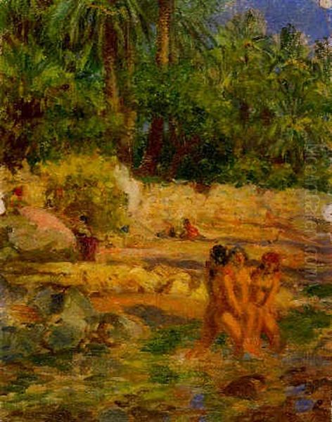 Les Trois Baigneuses Oil Painting by Alphonse Etienne Dinet