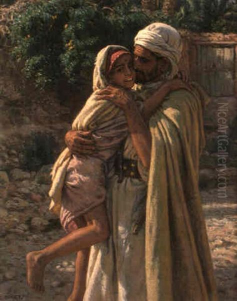 Tendresse Paternelle Oil Painting by Alphonse Etienne Dinet