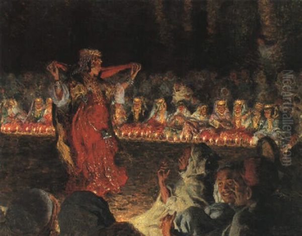 Fete De Nuit Oil Painting by Alphonse Etienne Dinet