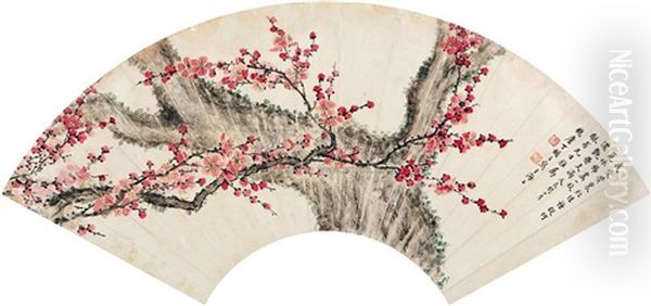 Red Plum Blossoms Oil Painting by  Ding Fuzhi