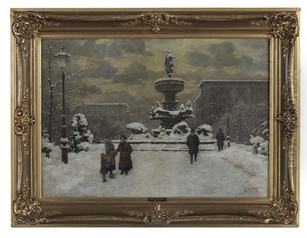 Winter In Berlin Oil Painting by Otto Dinger