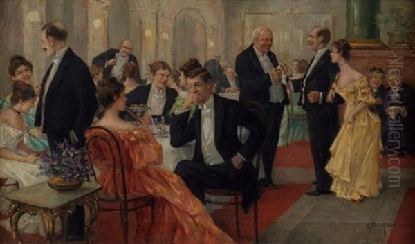 Une Soiree Mondaine Oil Painting by Otto Dinger