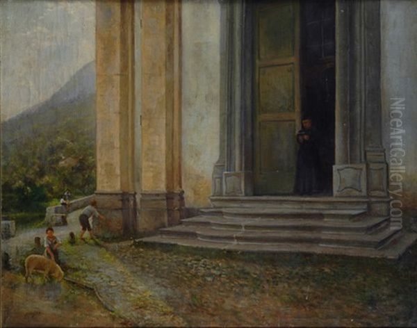 Sul Sagrato Della Chiesa Oil Painting by Francesco Paolo Diodati