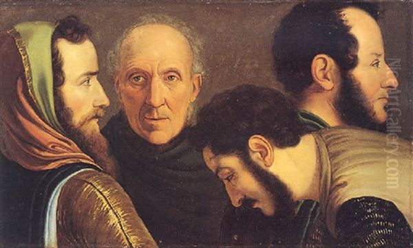 Quattro Teste Per Il Giuramento Di Pontida by Giuseppe Diotti