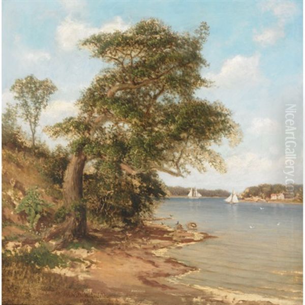 Sunlit Harbor With Sailboats Oil Painting by Helmuth Dirckinck-Holmfeld