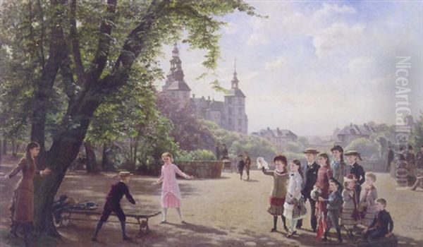 A Children's Party In Kongens Have, Copenhagen by Helmuth Dirckinck-Holmfeld