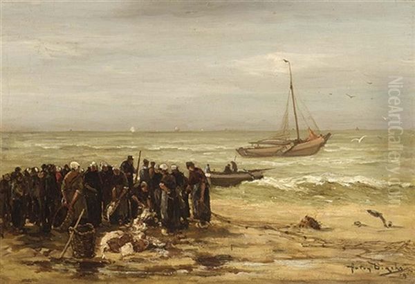 Afslag Te Katwijk Aan Zee Oil Painting by Antonius Bernardus Dirckx