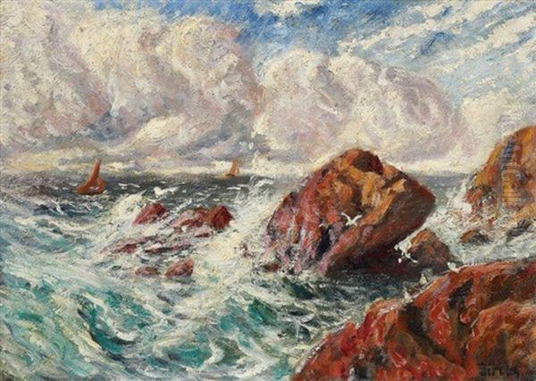 Tempete En Bord De Mer Oil Painting by Karl Edvard Diriks