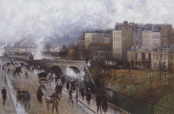 Parisisk Gadescene Oil Painting by Karl Edvard Diriks