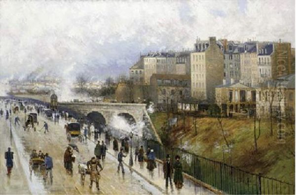 A Winter's Day In Paris Oil Painting by Karl Edvard Diriks