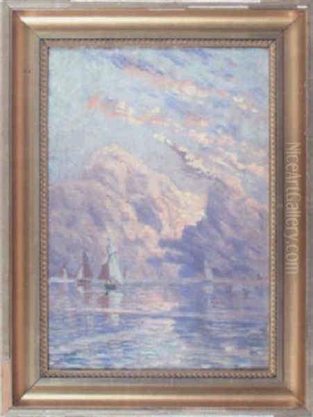 Batar Pa Glittrande Fjord Oil Painting by Karl Edvard Diriks