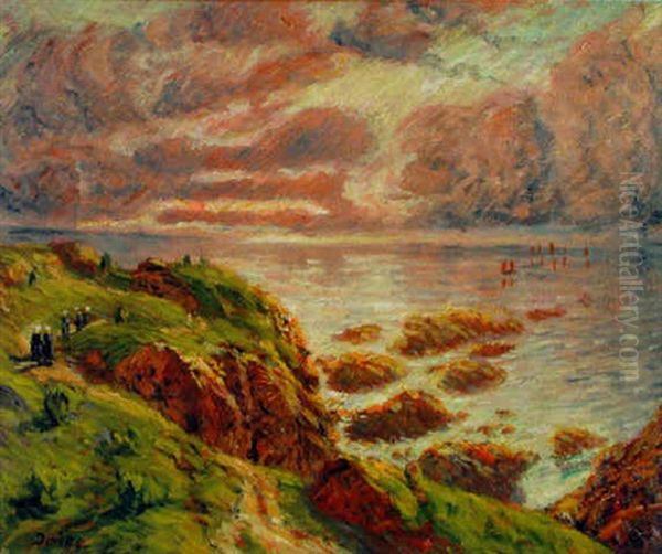 Le Chemin Des Douaniers, Nuages Roses Oil Painting by Karl Edvard Diriks