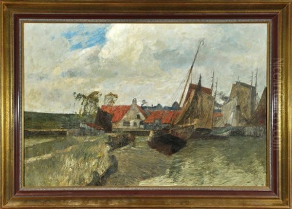 Fischerboote Wohl In Der Eiderbucht Oil Painting by Andreas Dirks