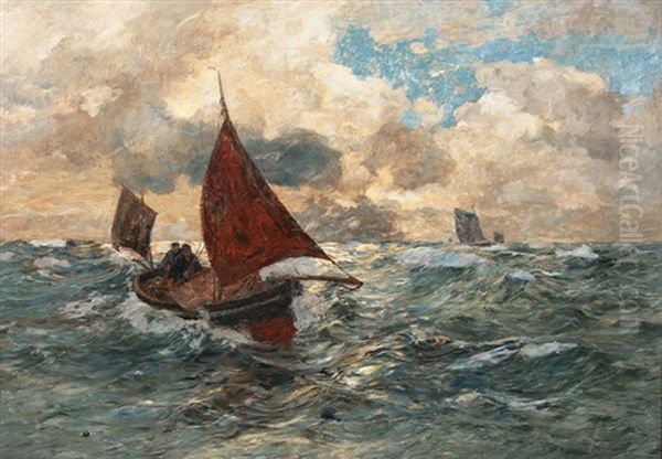 Fishing Boats Oil Painting by Andreas Dirks