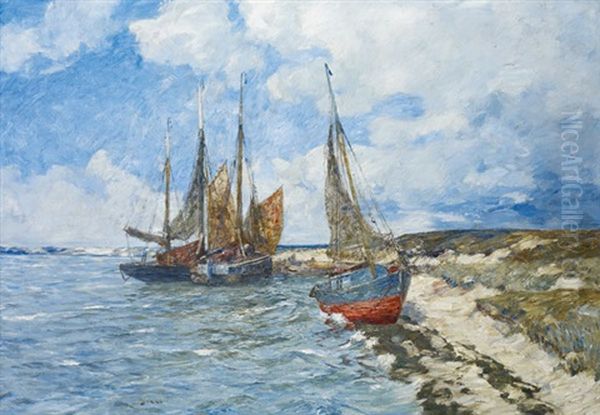 Bateaux De Peche Amarres Oil Painting by Andreas Dirks