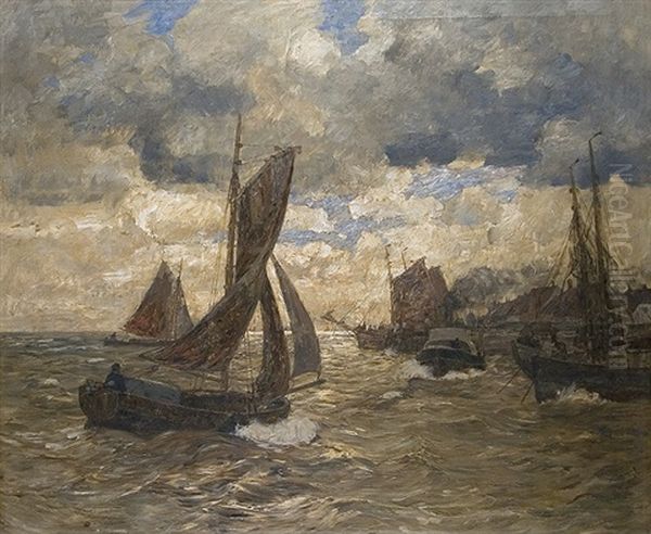 Abend Am Hafen Oil Painting by Andreas Dirks