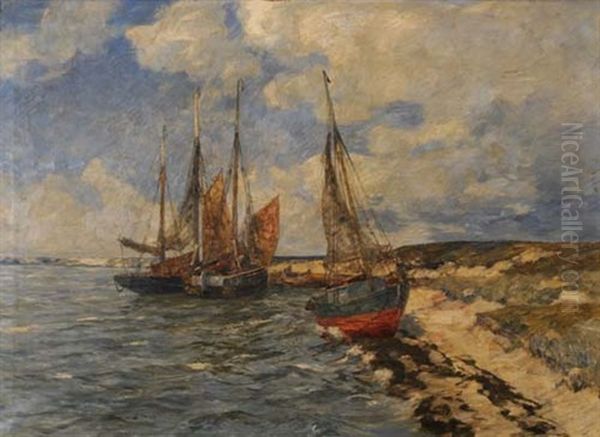 Segelboote Am Strand Oil Painting by Andreas Dirks