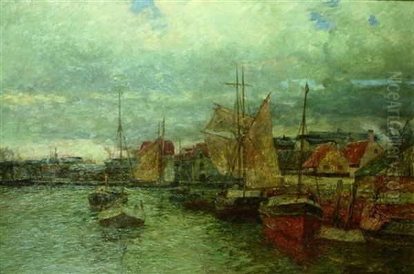 Fischerboote Im Hafen Oil Painting by Andreas Dirks