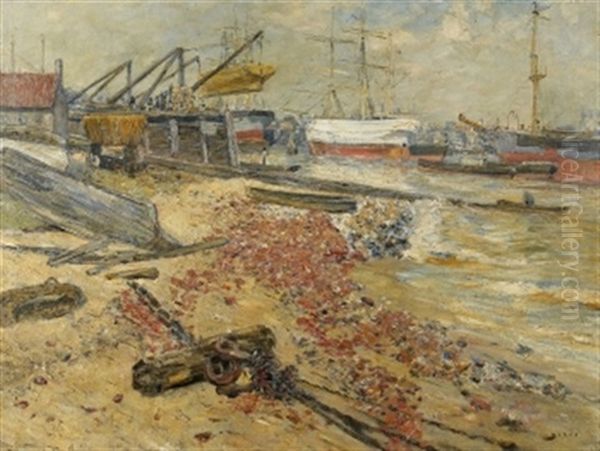 Hafen Mit Segelschiffen Oil Painting by Andreas Dirks