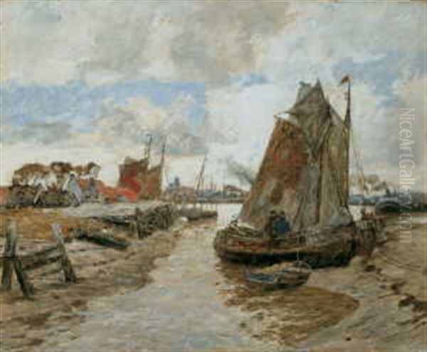 Der Alte Munkmarscher Hafen Auf Sylt Bei Auflaufendem Wasser Oil Painting by Andreas Dirks