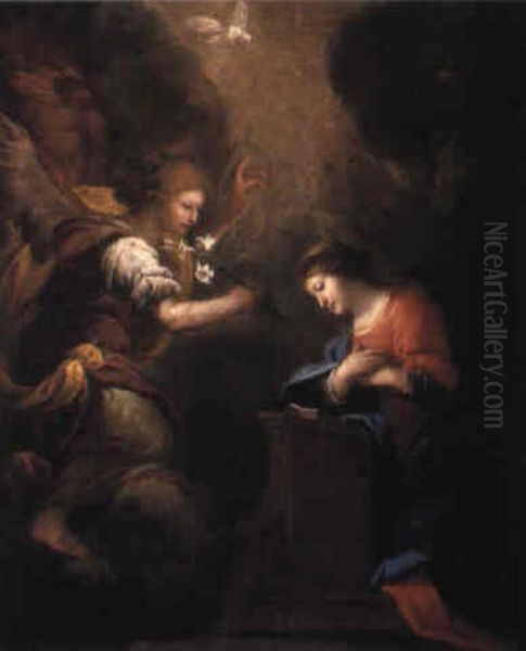 The Annunciation Oil Painting by Giovanni Battista (lo Zoppo di Lugano) Discepoli