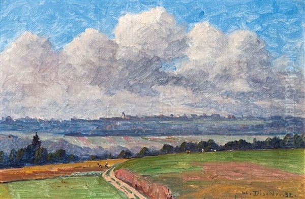 Blick Nach Oberwihl (view To Oberwihl) Oil Painting by Hermann Dischler