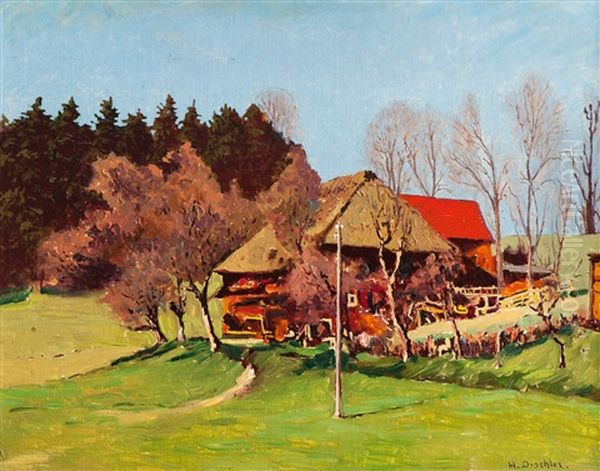 Bauerngehoft Oil Painting by Hermann Dischler