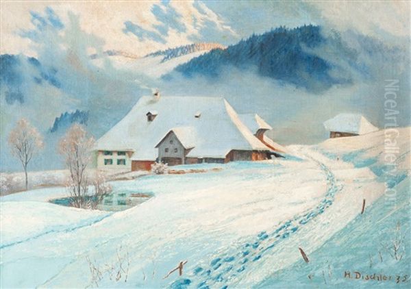 Engel In Alpersbach Hinterzarten Oil Painting by Hermann Dischler