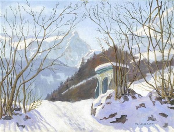 Winterlandschaft Im Schwarzwald Oil Painting by Hermann Dischler