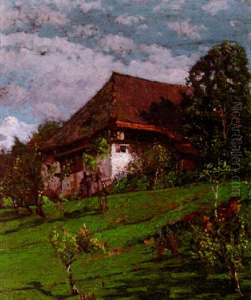 Sommerliches Gehoft Im Breisgau Oil Painting by Hermann Dischler