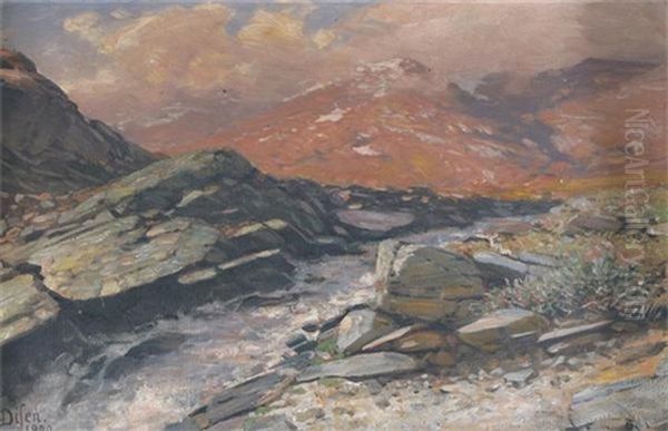 Mountain Landscape Oil Painting by Andreas Edvard Disen