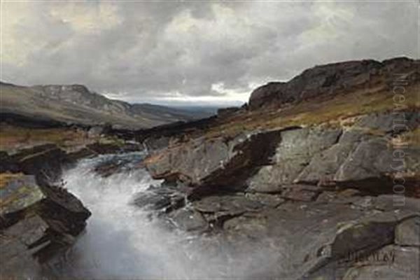 Fjellparti Oil Painting by Andreas Edvard Disen