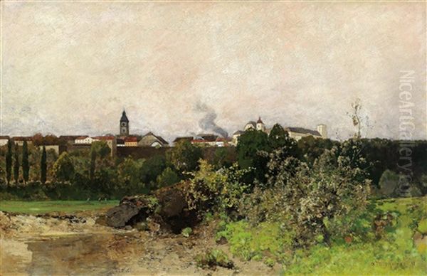 View Of Enns In Upper Austria Oil Painting by Adolf Gustav Ditscheiner