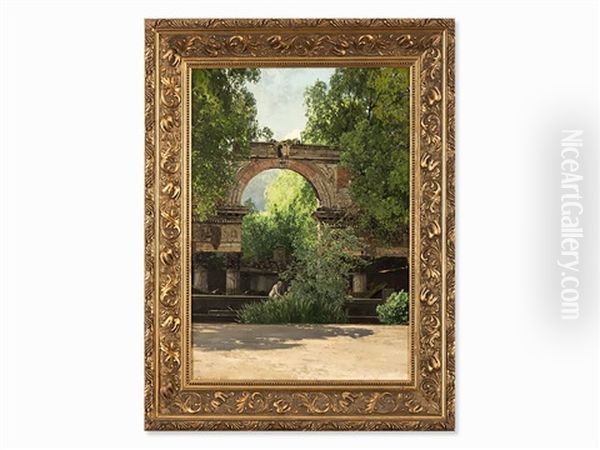 Roman Ruin At Schonbrunn Oil Painting by Adolf Gustav Ditscheiner