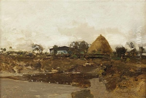 Groser Heuschober Vor Einem Bauernhof Oil Painting by Adolf Gustav Ditscheiner