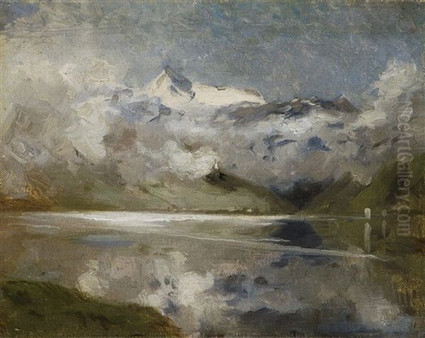 Gebirgssee Oil Painting by Adolf Gustav Ditscheiner