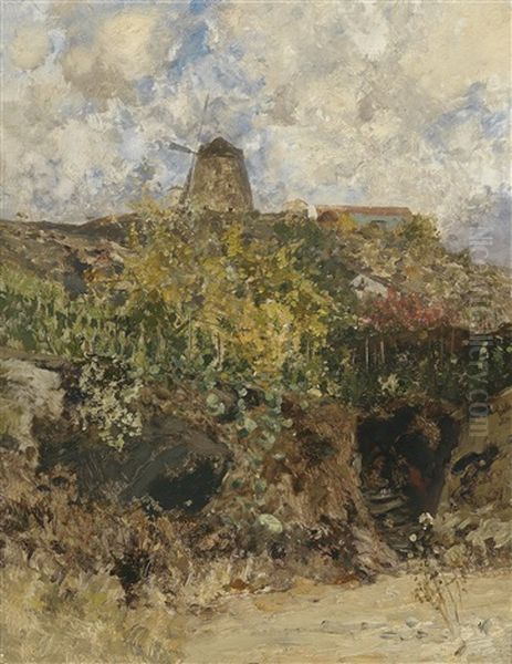 Weingarten Oil Painting by Adolf Gustav Ditscheiner