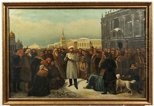 Alexander Ii Proclaiming The Emancipation Of The Serfs Oil Painting by Gustav Dittenberger von Dittenberg